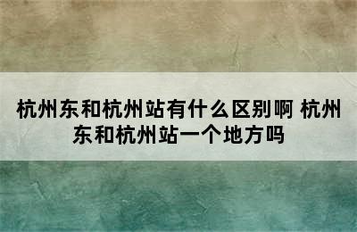 杭州东和杭州站有什么区别啊 杭州东和杭州站一个地方吗